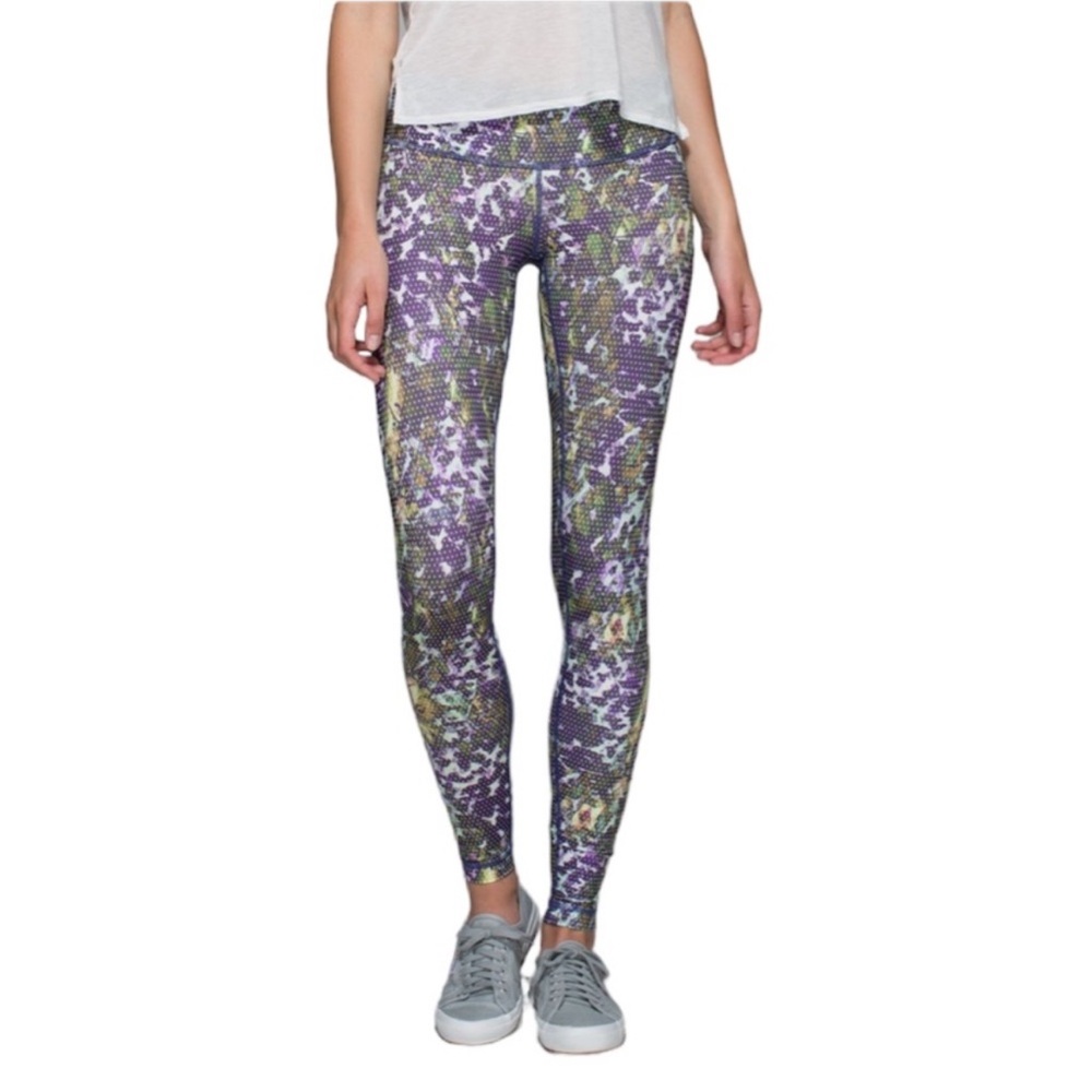 Lululemon Wunder Under Floral Sport Women's Purple Patterned Leggings